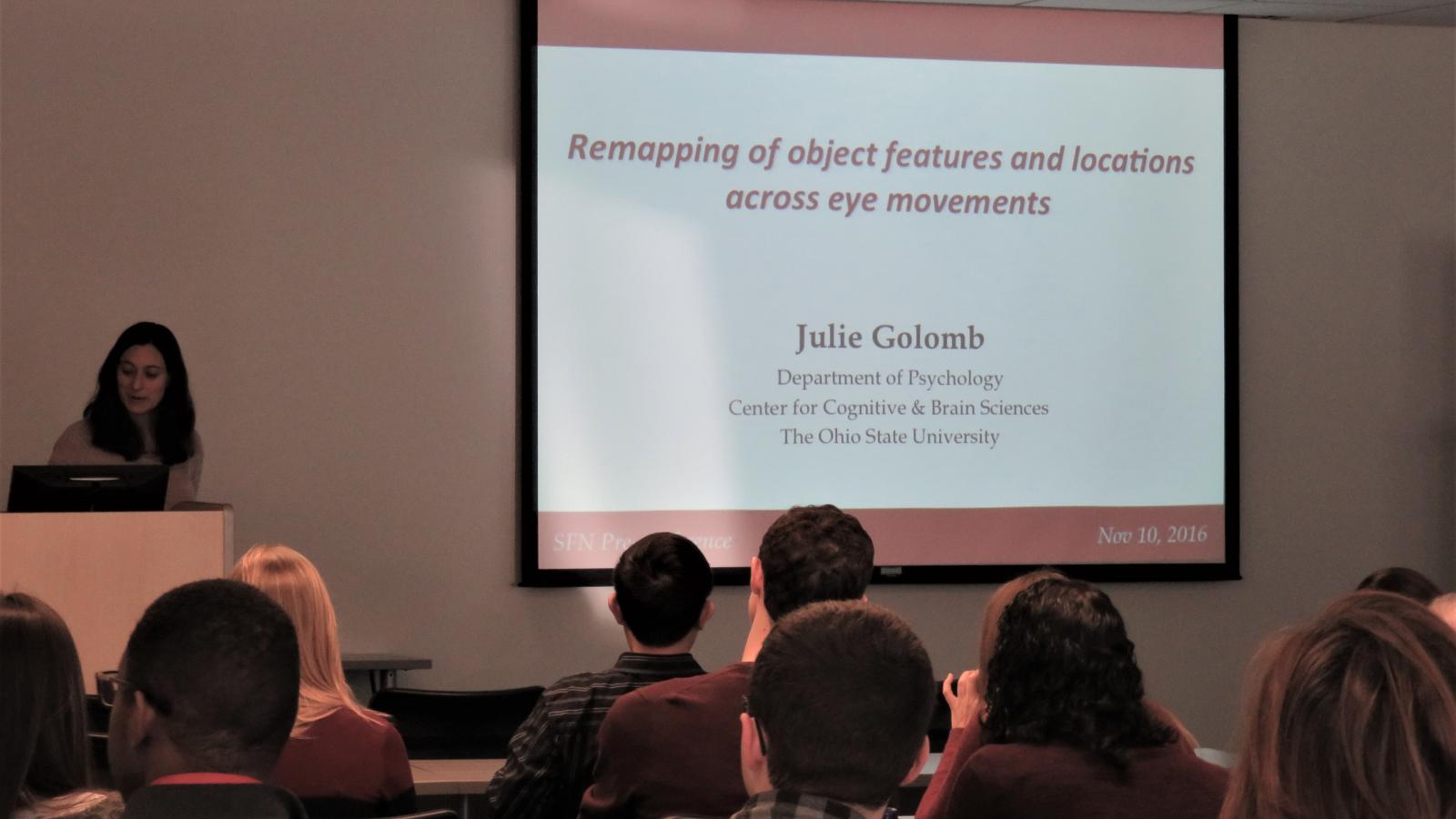 Julie Golomb presenting at a CCBBI users meeting
