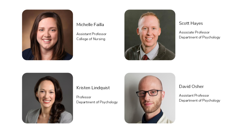 four faculty members presenting at research day