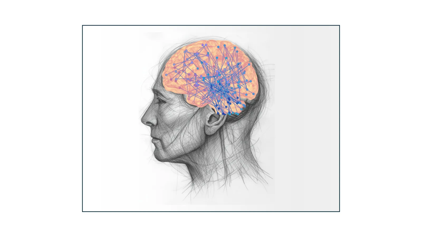 Ball and stick representation of brain connections when you are daydreaming