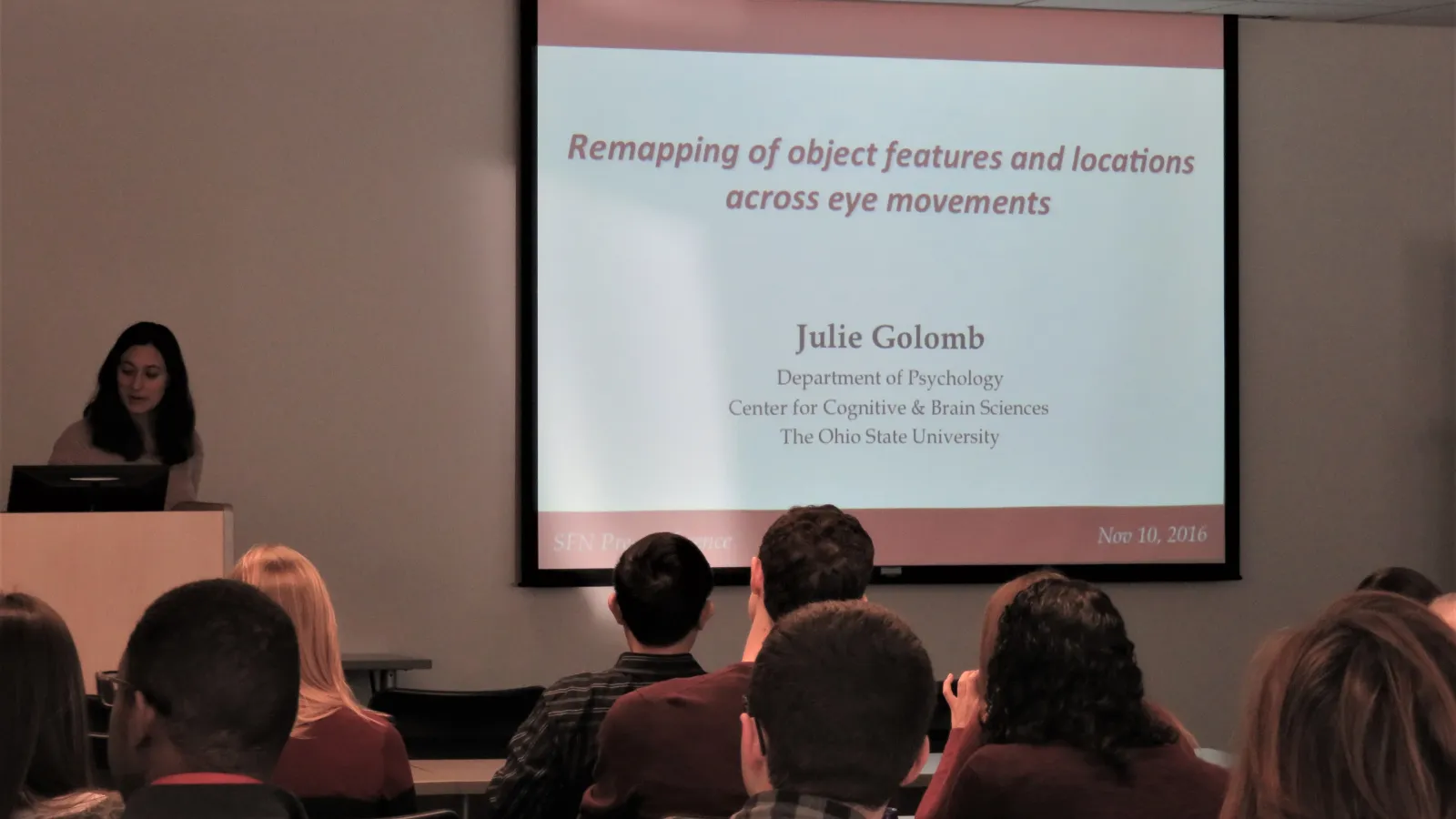 Julie Golomb presenting at a CCBBI users meeting