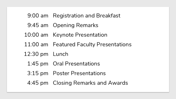 schedule of events for research day