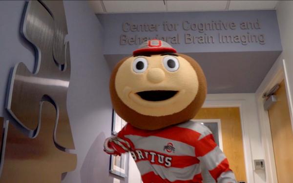 Brutus Buckeye visits the Center