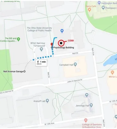 map showing walking directions to CCBBI