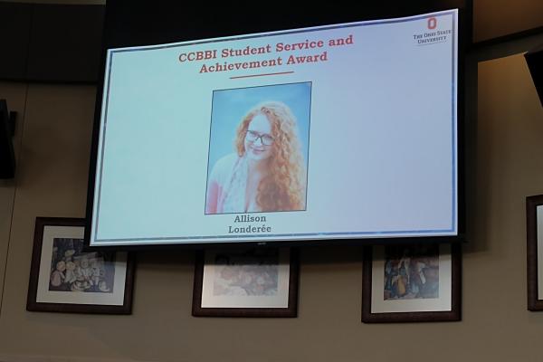 CCBBI Student Service and Achievement Award presented to Allison Londeree